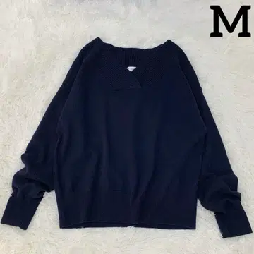 쿠미쿄쿠 워셔블 소프트 울 캐시미어 V넥 니트 스웨터 네이비