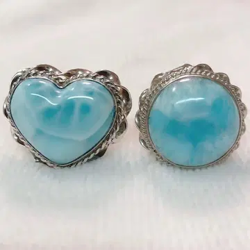 도미니카 산 라리마 실버 925 반지 2개 set