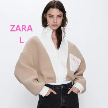 ZARA 보아 자켓 L 베이지 화이트