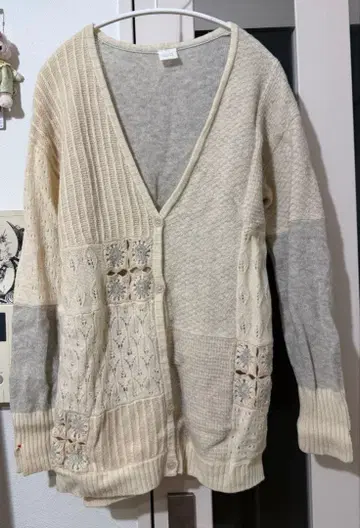 뷔르데사봉 크로셰 레이스 패치워크 가디건