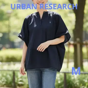 URBAN RESEARCH 체형 커버 코튼 돌먼 슬리브 네이비