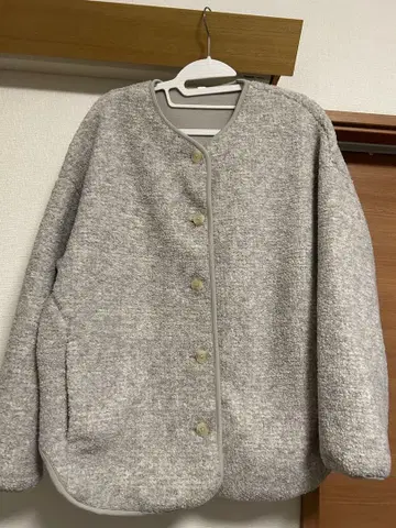 유니클로 보아 플리스 릴랙스 가디건 L 라이트 그레이