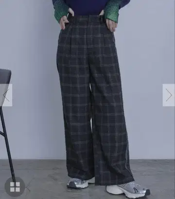 titivate 사이드 라인 체크 와이드 팬츠