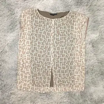 iCB 아이씨비 셔츠 블라우스 S 올 패턴 베이지 슬리브리스