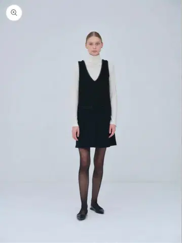 로브 블랑 가죽 트리밍 울 점퍼 드레스 블랙