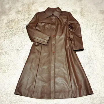 온워드 가죽 느낌 롱 코트 브라운 여성용