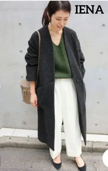 IENA 노카라 코트 다크 그레이