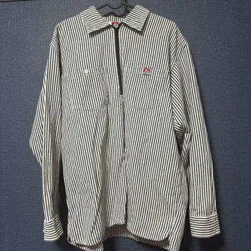 BEN DAVIS 스트라이프 긴팔 데님 셔츠 하프 지퍼 L 사이즈