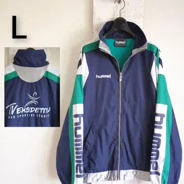 90s 구제 의류 HUMMEL 나일론 자켓 로고 프린트 그린 L