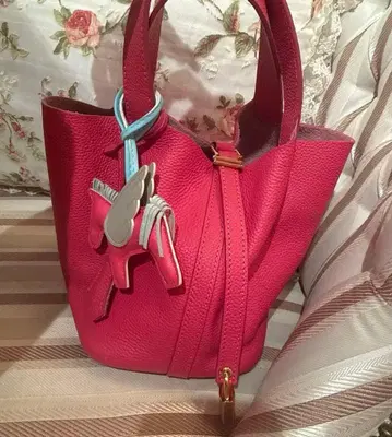 피코탄 락 pm 스타일 디자인 천연 가죽 백 말 참 포함