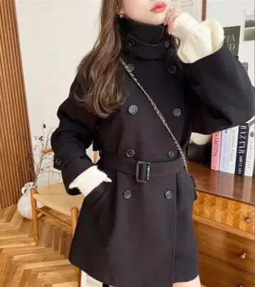 니트 멜톤 2WAY 어레인지 칼라 미들 기장 트렌치코트