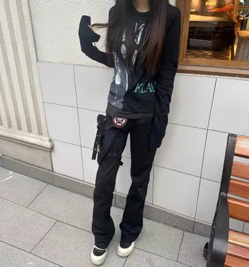 [남녀 공용] LGB 블랙 플레어 워크 팬츠 사이드 포켓 포함 L