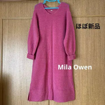 [ 거의 새상품 ] Mila Owen 롱 니트 원피스 로즈 핑크