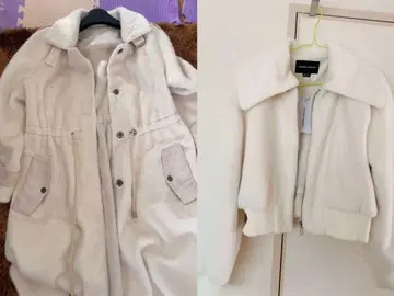 미사용 새상품 2세트 화이트 플리스 롱 코트