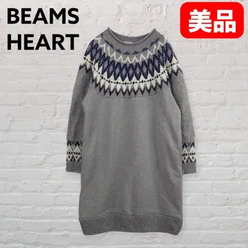 BEAMS HEART 이소재 절개 노르딕 무늬 속기모 원피스