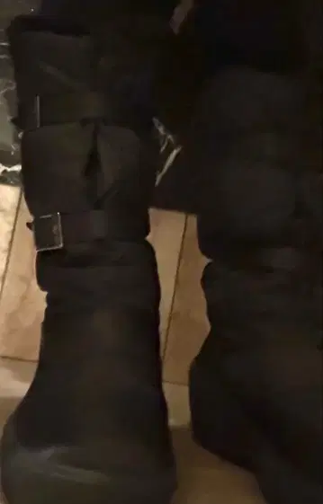 HawkIns sport 퍼 블랙 나일론 부츠 통굽 스노우 적용