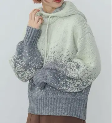 미사용 BEAMS HEART 그라데이션 자카드 후디 그린