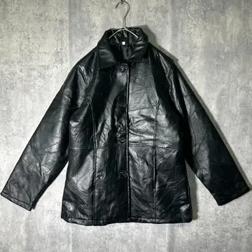 패치워크 덧댄 그런지 가죽 자켓 코트 양가죽 블랙
