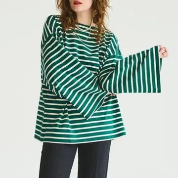 Oblada GUERNSEY 보더 티셔츠 그린