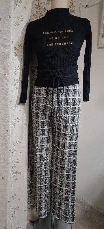 SNIDEL 체크 무늬 와이드 팬츠