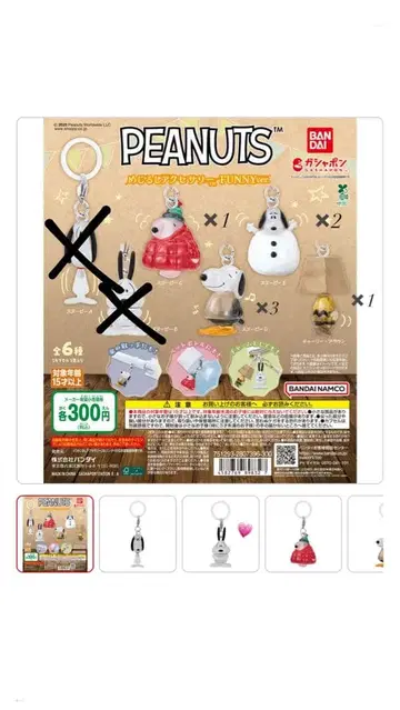 PEANUTS 스누피 메지루시 액세서리 3종 세트
