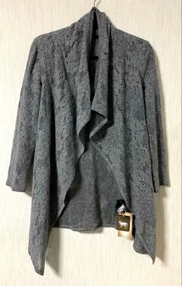 이타리야 새상품 가디건 아우터 모헤어 시스루 니트 그레이 계열