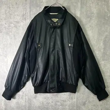 기믹 단장 자켓 블루종 올 블랙 이소재 절개 S