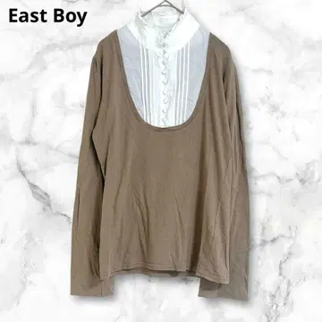 이스트 보이 브라운 레이어드 셔츠 긴팔 티셔츠 L 코튼 혼방