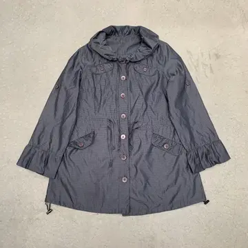 M 사이즈 Synsin 나일론 혼방 후드 부착 라이트 코트 여성용 그레이