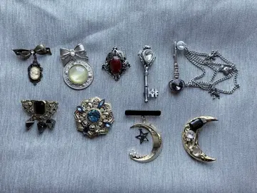 빈티지풍 브로치 9개 묶음 판매 월, 별, 카메오
