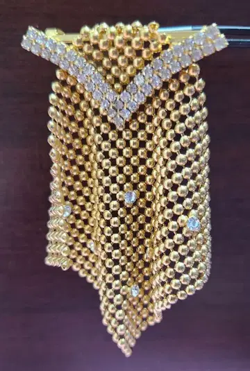 골드 비즈 브로치 크리스탈 스톤 포함