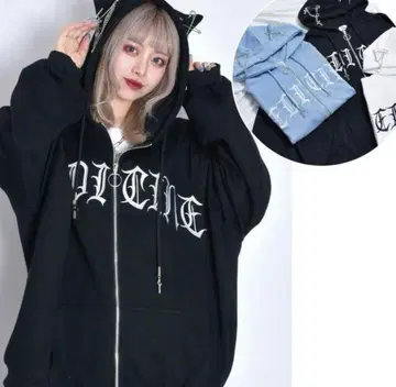 VOLCAN&APHRODITE 고양이 귀 로고 ZIP 후드티