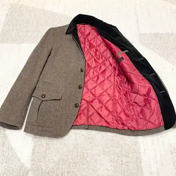 P B C 헌팅 자켓 헤링본 코듀로이 세운 옷깃 울