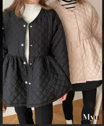 Myu 페플럼 퀼팅 자켓