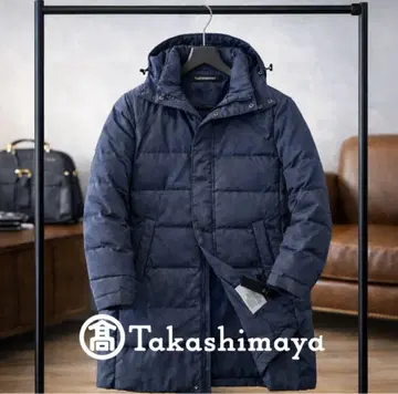 새상품 타카시마야 기모 울라이크 퀼팅 후드 다운 코트 3L 네이비