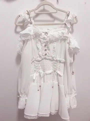 LIZ LISA 오프숄더 쉬폰 셋업 화이트 지뢰계 양산형