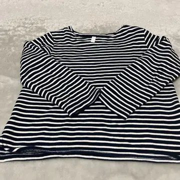 Prit 스트라이프 긴팔 티셔츠 네이비 화이트 속기모 M