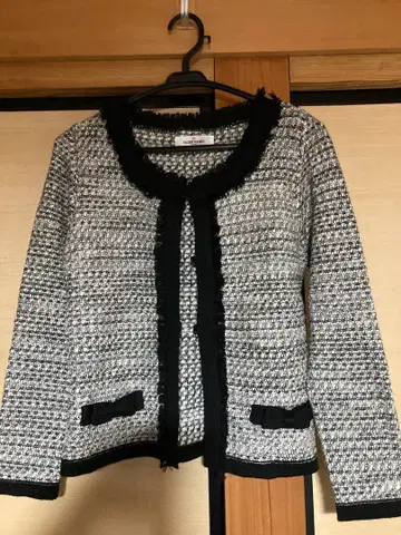 노카라 자켓 블랙 화이트 사이즈 2