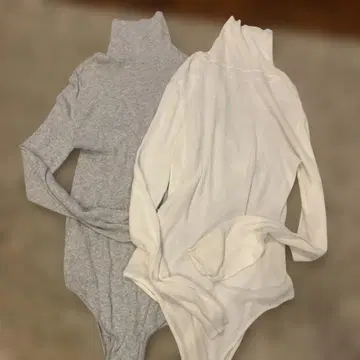 ETRE TOKYO 시어 니트 바디 수트 그레이 화이트 2장 세트