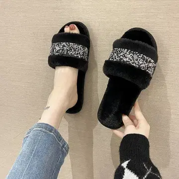 퍼 포함 비쥬 샌들 블랙 37