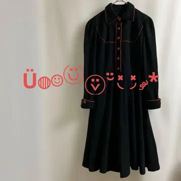 진짜 쇼와 레트로 원피스 블랙 플레어 스커트 앤티크