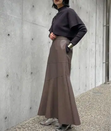 g'aime 앙제 머메이드 스커트 모카 인조 가죽