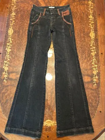 그랑 산키 Respec relax 다크 그레이 플레어 데님 팬츠