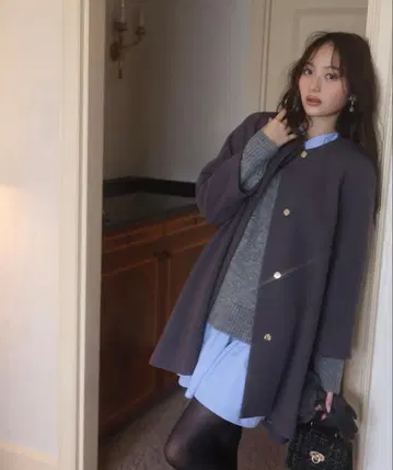 미사용 새상품 이레헴 미들 기장 코트 다크 그레이