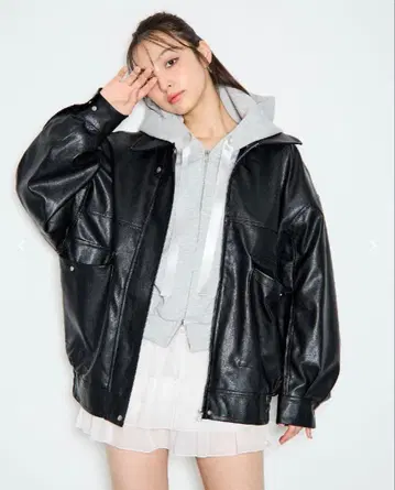 INGNI 인조 가죽 BIG 블루종 블랙 M 사이즈