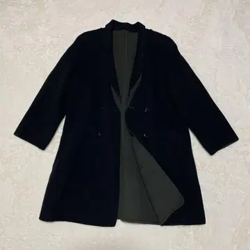 다크 네이비 더블 브레스트 체스터 코트 블랙 카키 리버서블