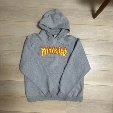 Thrasher 프레임 로고 그레이 후드티