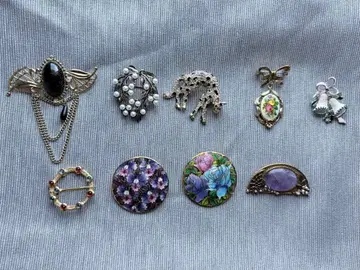 빈티지풍 브로치 9점 묶음 판매 꽃 동물