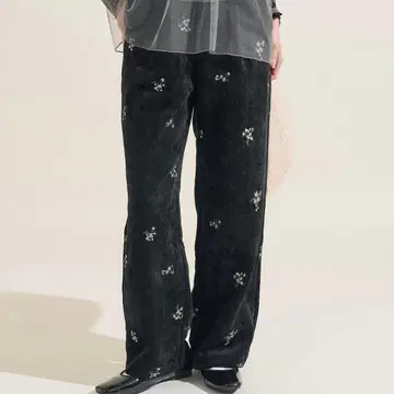 벨로아 라이크 플랫 코듀로이 미니 꽃무늬 이지 팬츠