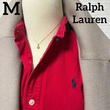 랄프 로렌 빨간색 셔츠 긴팔 코듀로이 포니 자수 네이비 M